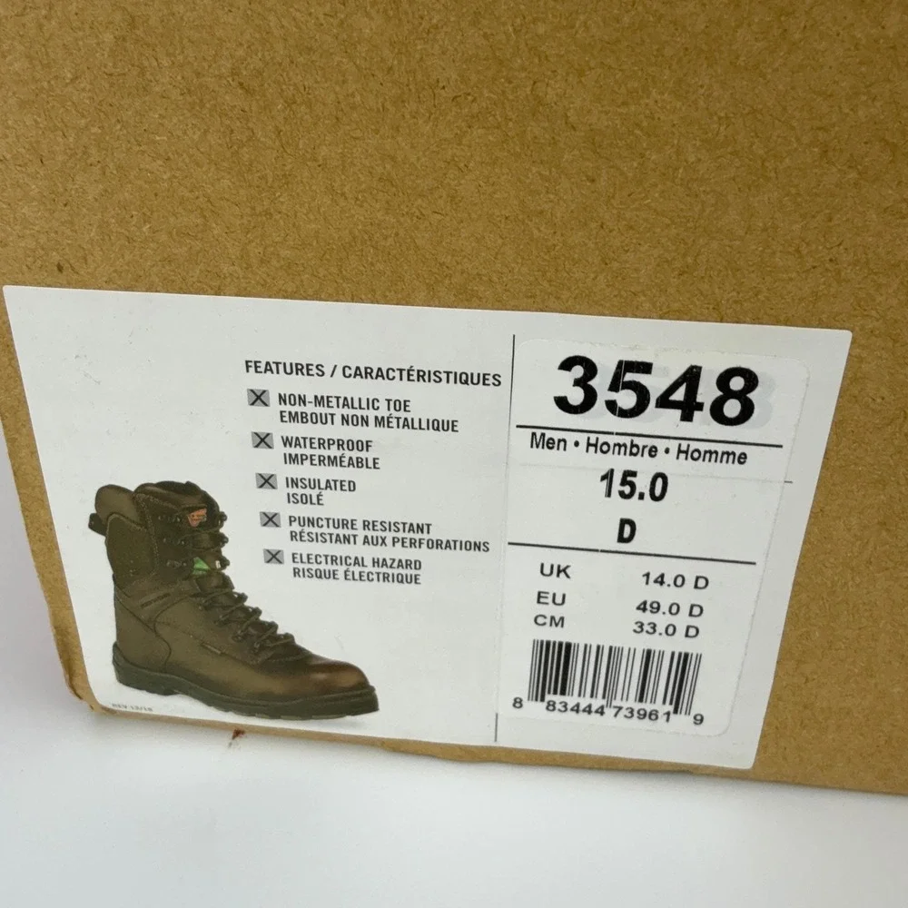 Red Wing King Toe 8-Inch Waterproof Work Boots Leather Mens‎ 15 D 3548 NOS NWT
